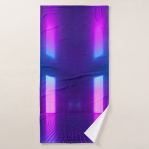 3d, blue pink violet neon abstract background, ult bath towel