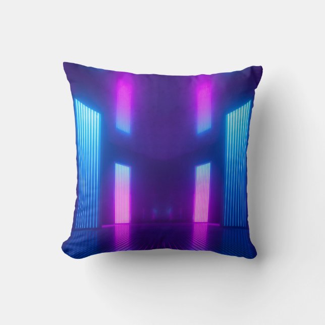 3d, blue pink violet neon abstract background, ult cushion (Front)