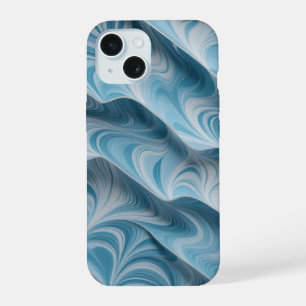 3D Blue White Marble Abstract Texture iPhone 15 Case