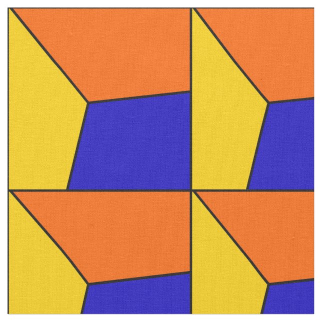 3D Blue Yellow Orange Lattice Look Fabric (Close Up)