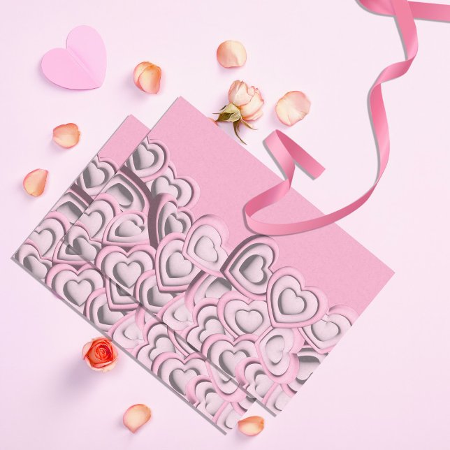3D Blush Pink Hearts Valentine's Day Decoupage Tissue Paper (Creator Uploaded)