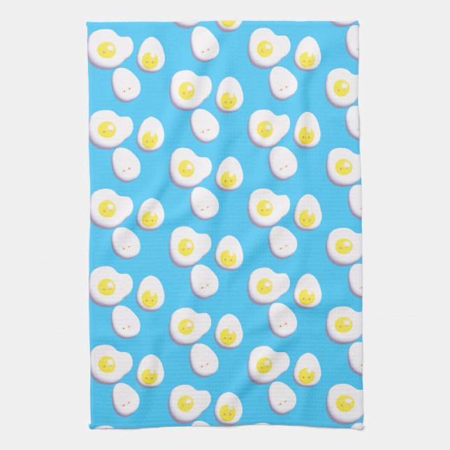 3D Boiled And Fried Eggs Tea Towel (Vertical)