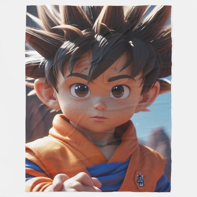 3d boy with spiky hair fleece blanket (Front)