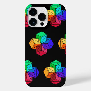 3D Bright Rainbow Cube Triangles on Black iPhone 14 Pro Max Case