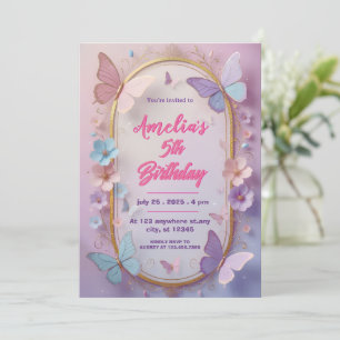 3D Butterfly Girl Birthday Invitation