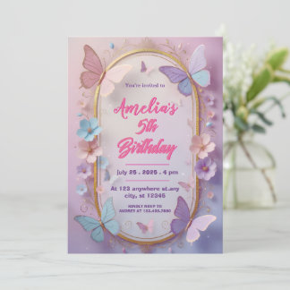 3D Butterfly Girl Birthday Invitation