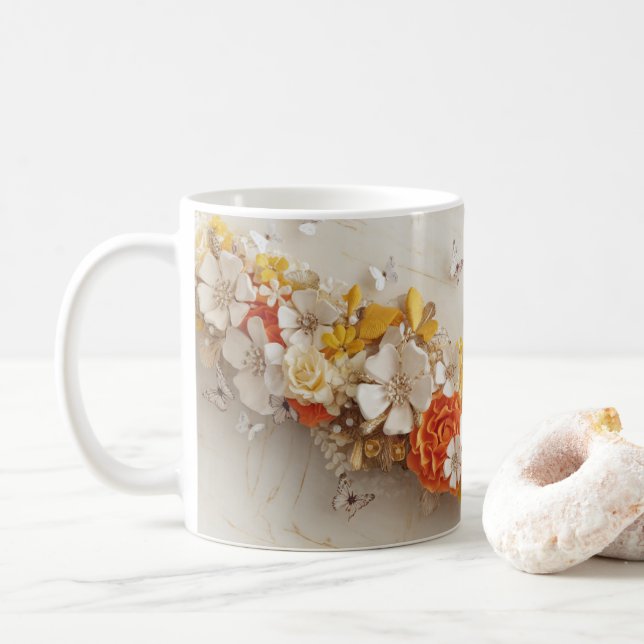 3D Butterfly Spring Garden Coffee Mug (With Donut)