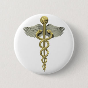 3D Caduceus Button for Medical Occupations
