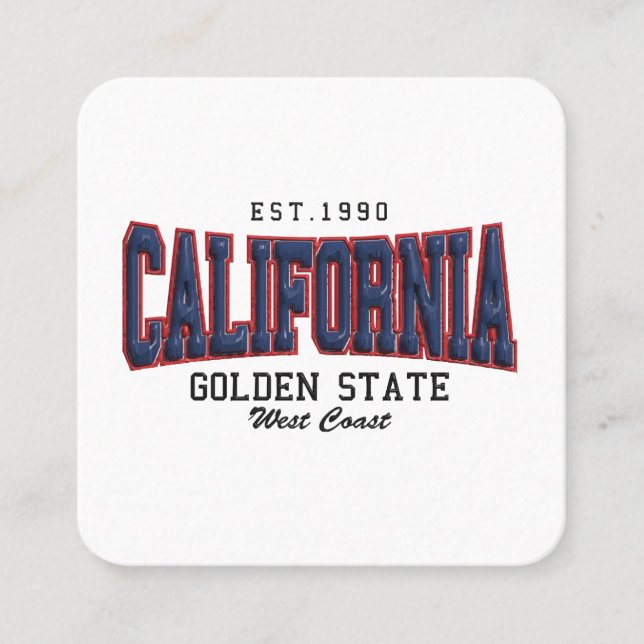 3D California  Square Business Card (Front)