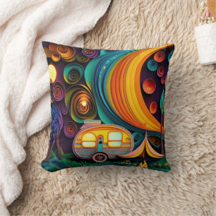 3D Camping Scene Cushion