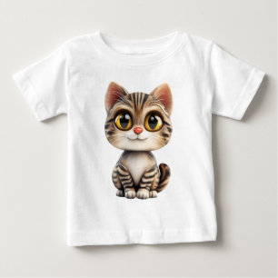 3D Cartoon Cat – Adorable Cat Animal Design Baby T-Shirt