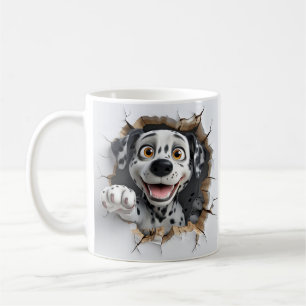 3D Cartoon Dalmatian Joyfully Breaking Through Wal Coffee Mug