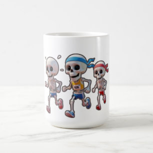 “3D Cartoon Skeleton Race • Funny Running Skeleton Coffee Mug