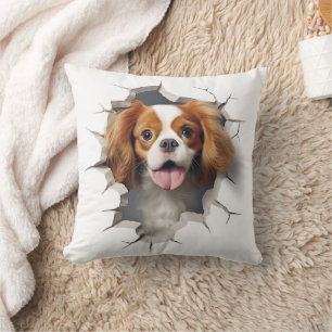 3D Cavalier King Charles Spaniel Cracked Hole Cushion