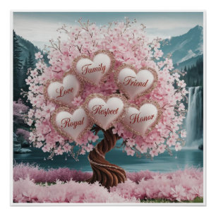 3D Cherry Blossom Tree with Glitter and Intertwine Poster