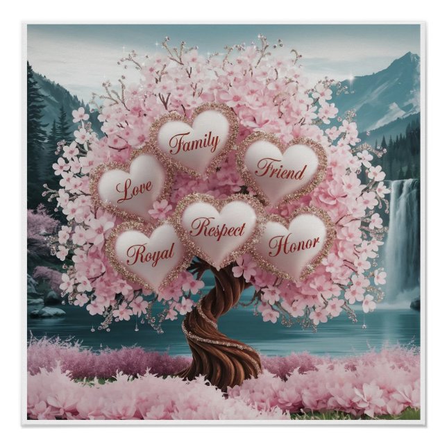 3D Cherry Blossom Tree with Glitter and Intertwine Poster (Front)