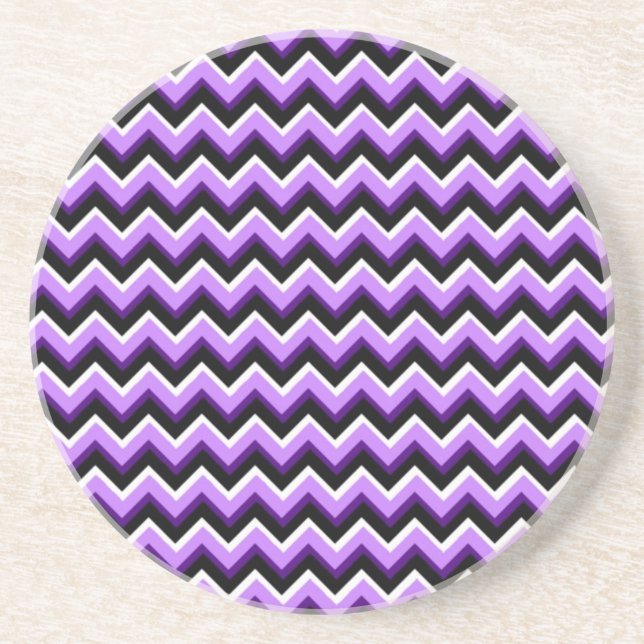 3D Chevron in Purples and Black Coaster (Front)