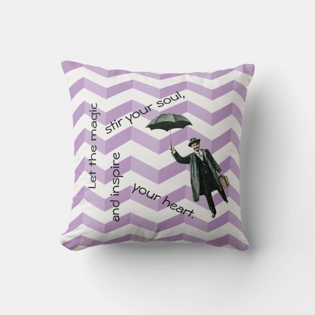 3D Chevrons Inspirational Pillow with Flying Man (Front)