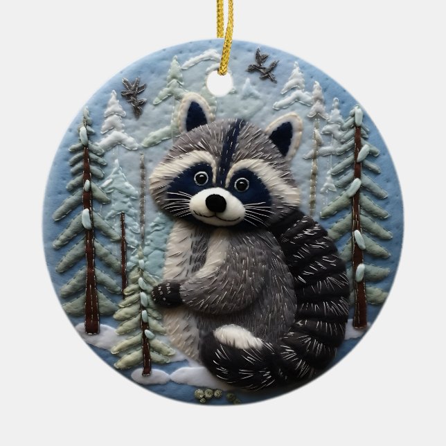 3D Chirstmas Animal Woodland Ceramic Ornament (Front)