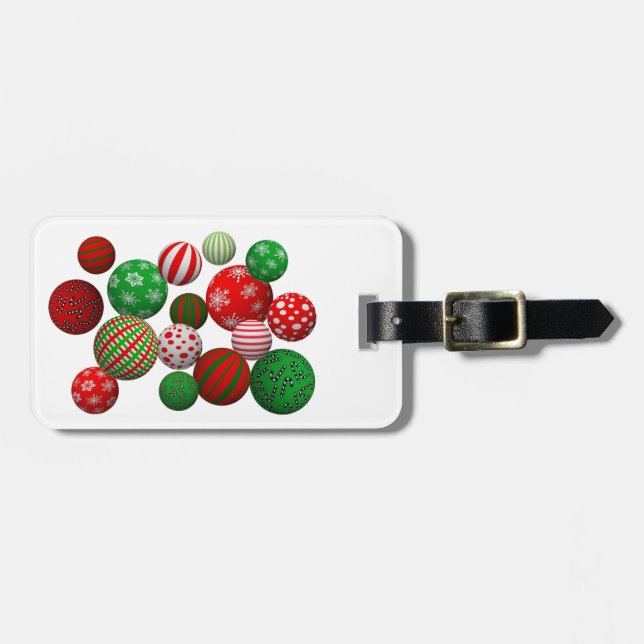 3D Christmas Balls Luggage Tag (Front Horizontal)