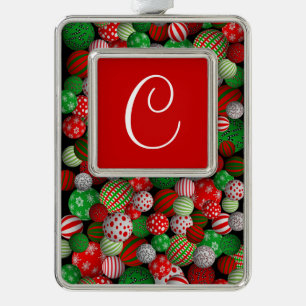 3D Christmas Balls Silver Plated Framed Ornament