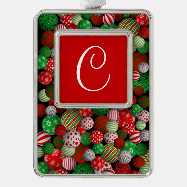 3D Christmas Balls Silver Plated Framed Ornament (Front)