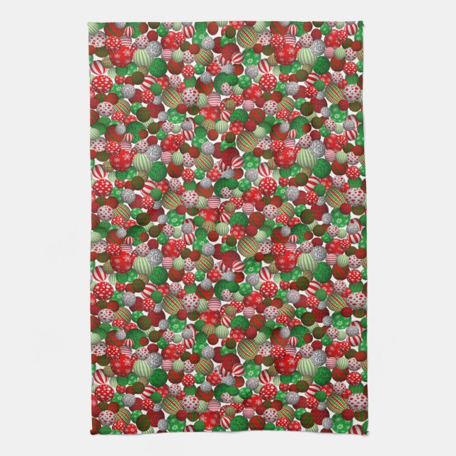 3D Christmas Balls Tea Towel (Vertical)