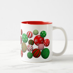 3D Christmas Balls Two-Tone Coffee Mug