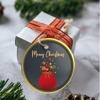 3D Christmas black and red Santa bag  tag