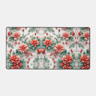 3d Christmas Flowers Digital Floral Patterns Desk Mat