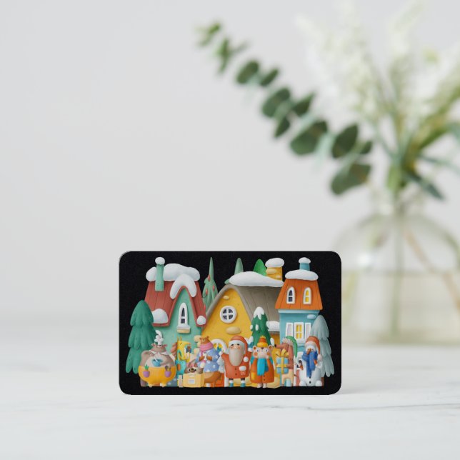 3D Christmas Greeting  Business Card (Standing Front)