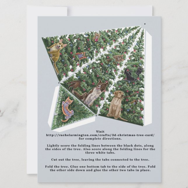 3D Christmas Tree Card with Cats and Dogs Pop Up (Front)