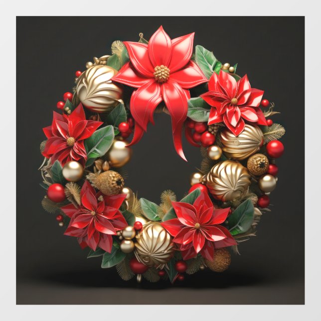 3D Christmas Wreath Window Cling (Sheet)