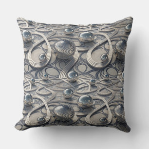 3D Chrome Spheres Abstract Futuristic Pattern Art Cushion