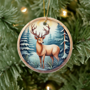 3D CLASSIC CHRISTMAS DEER CERAMIC ORNAMENT
