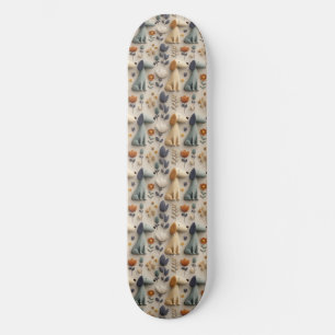 3D clay style seamless pattern with cute dogs Skateboard