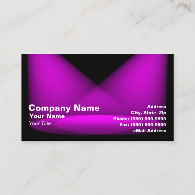 3D Coloured Spotlights (Purple) Business Card (Front)