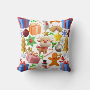 3D Colourful Christmas Ornaments pattern.01 Cushion