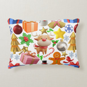 3D Colourful Christmas Ornaments pattern.01 Decorative Cushion