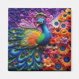 3D Colourful Peacock Magnet