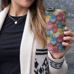 3D colourful Zinnia Floral Thermal Tumbler