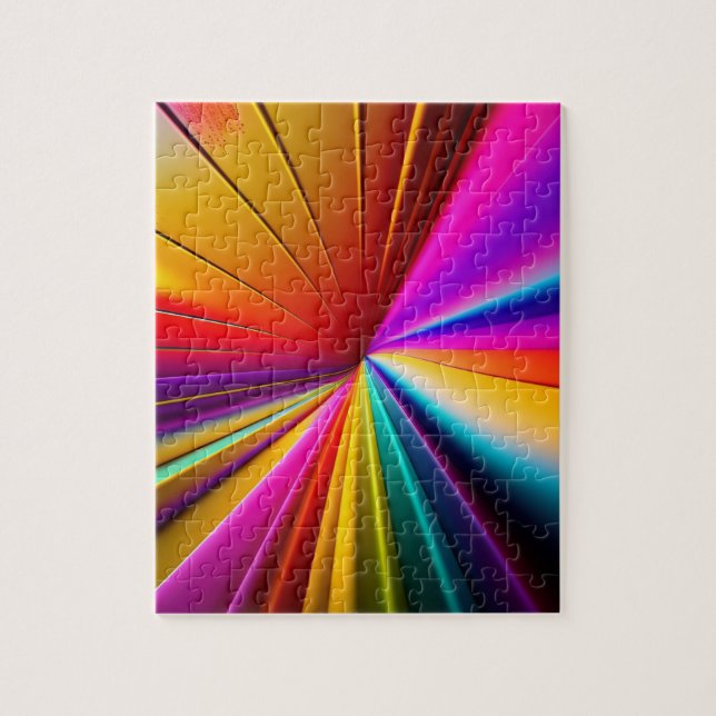 3D Colours Rays Abstract Geometric Jigsaw Puzzle (Vertical)