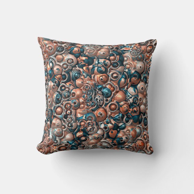 3D Copper And Blue Abstract Cushion (Front)