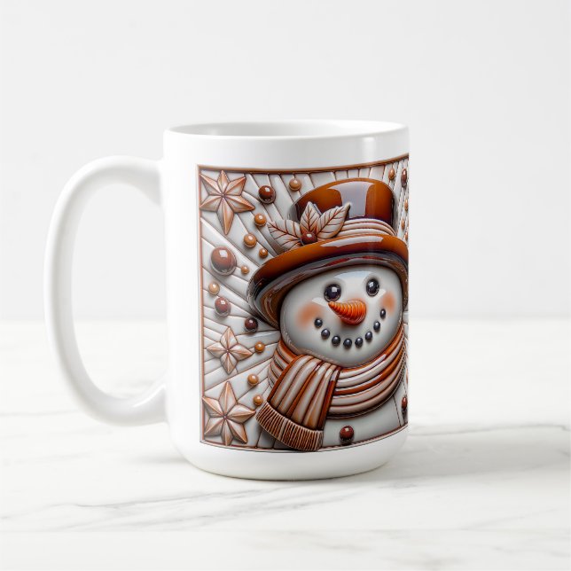 3D Copper Christmas Snowman  Coffee Mug (Left)