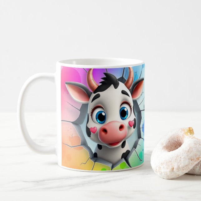 3d cow mug wrap, 3d cow mug design (With Donut)