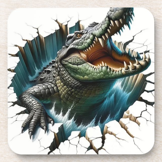 3D Crocodile Design – Realistic Reptile Coaster (Front)