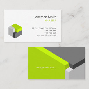 3D Cube Green Grey Architect Logo business card