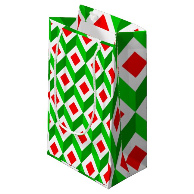 3D Cubes Christmas  Small Gift Bag (Front Angled)
