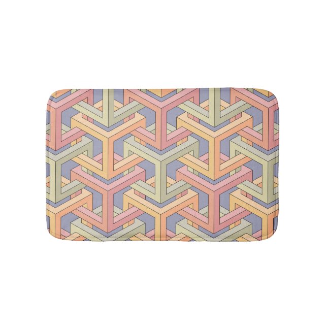 3D Cubes, Optical Illusion Pattern. Bath Mat (Front)