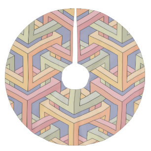 3D Cubes, Optical Illusion Pattern. Brushed Polyester Tree Skirt